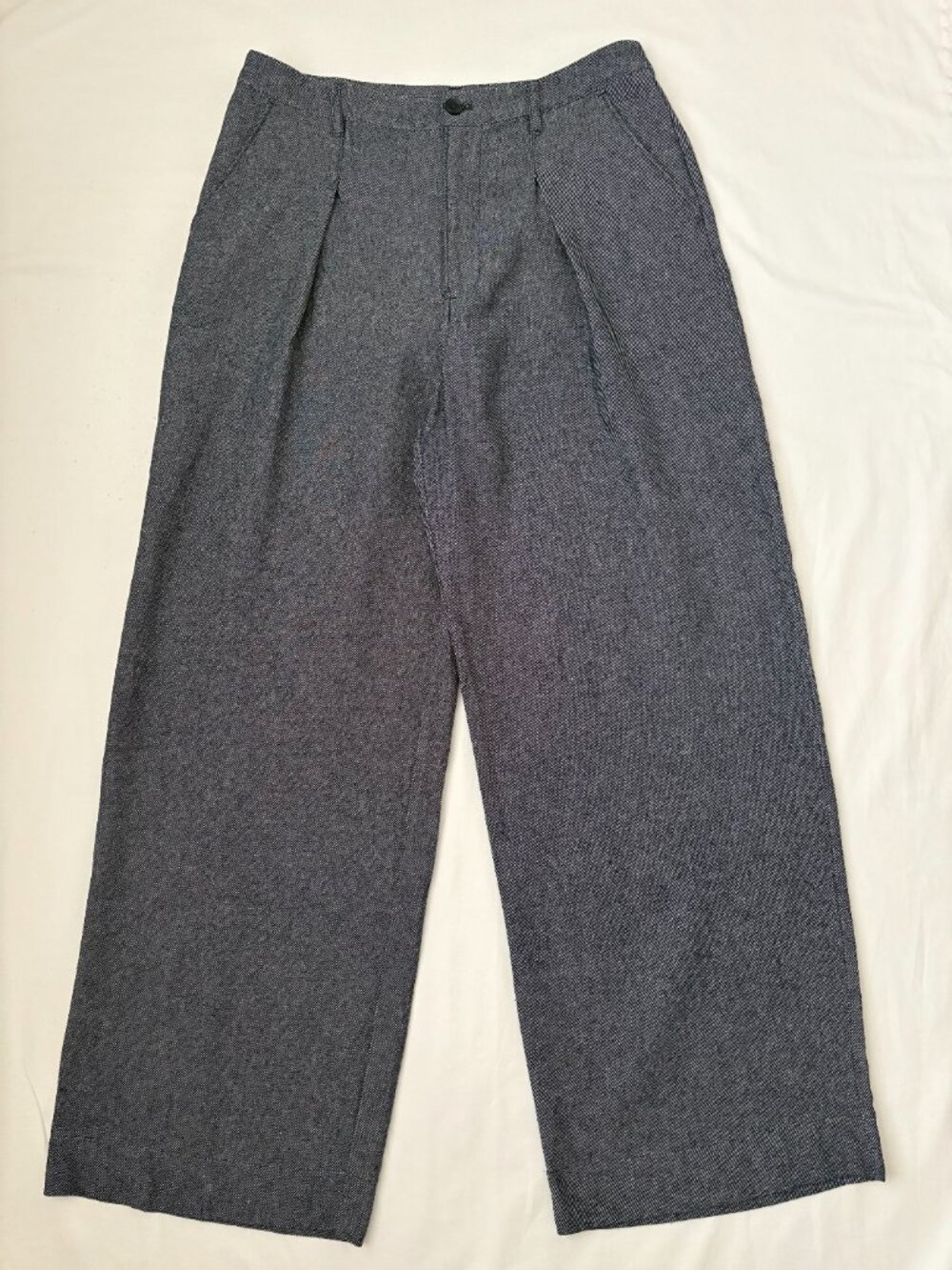 Ryegrass Linen Cotton Wide Leg High Rise Pants Navy Blue Twill Size 10